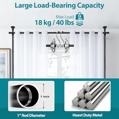Room Divider, No Drilling Curtain Rods Hanging Wall Divider for Room Separation, 120” Tall 114” Wide Adjustable Floor to Ceiling Partition Room Dividers, Heavy Duty Corner Room Divider Curtain Rods - Image 4