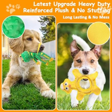 HUGEME Dog Toys to Keep Them Busy, Plush Tug of War Interactive Rope Dog Toys, Squeaky Chew Toys for Small Medium Large Dogs - Image 6
