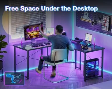 Casaottima L Shaped Gaming Desk, Corner Desk Gaming Table for Home Office, Computer Desk Sturdy Writing Workstation for Small Space, Easy to Assemble, 51 inch, Carbon Fiber Surface, Black - Image 6