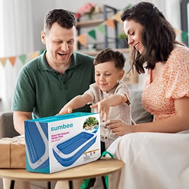 Sumbee Inflatable Swimming Pool for Kiddie Adults Kids, 120" X 72" X 22" Large Blow Up Pool for Family Backyard Outdoor Toddler,Big Rectangle Pools for Children Ages 4-8-12,Full-Sized,Blue - Image 7