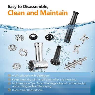 CHEFFANO Meat Grinder Electric, 350W[2000W Max] Electric Meat Grinder, Molino De Carne, Meat Mincer with Stainless Steel 2 Blades and 3 Plates, Sausage Staff Maker & Kubbe Kit for Home Kitchen Use - Image 7