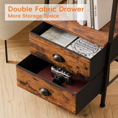 Furologee 5-Tier Ladder Shelf with 2 Drawers,Narrow Bookshelf Storage Shelves,Industrial Bookcase Freestanding Rack Units for Bedroom,Living Room,Bathroom,Home Office,Balcony,Wood Metal,Rustic Brown - Image 8