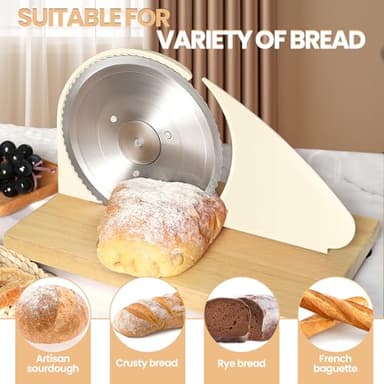 Manual Bread Slicer for Homemade Sourdough Bread, Adjustable Thickness&Evenly Slicing, Hand Crank Bread Slicer with Scale Line and Suction Cup, Serrated Blade Design, Patent:USD105861 - Image 6