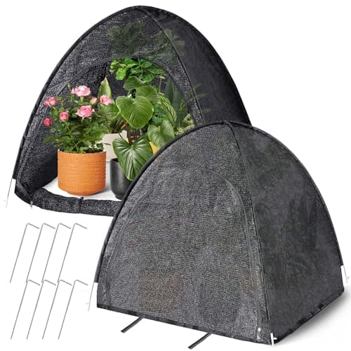 DECOHS 2 Pack 33" x 33" x 33" UV Resisitant 80% Pop up Plant Shade Tent, Garden Sunshade Cloth Sun Protection Tent, Sunblock Plant Cover Net with Stakes for Outdoor Plants Flower Potted - Image 1