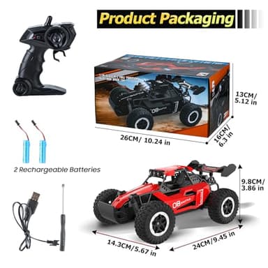 Remote Control Car for Kids 3 4 5 6 7+, 20 KM/H High-Speed RC Cars with LED Lights, 2.4GHz 2WD Monster Truck Toys,Toy Cars for Girls Boys,Christmas & Birthday Gifts,Upgraded Anti-Collision Shaft–Red - Image 8