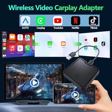 Wireless Carplay Adapter with Netflix YouTube TF Card Plug & Play, Wireless AI Box Car Play Adapter & Android Auto Dongle Easy to Setup, Fits for OEM Wired CarPlay Cars - Image 3