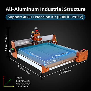 FoxAlien Masuter Pro 3-Axis CNC Router Machine, Beginner Hobby Engraving Machine All-Metal Structure for Wood Acrylic MDF Nylon Routing Milling Carving - Image 3