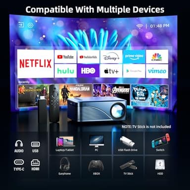 vamvo Mini Projector WiFi Portable Movie Projectors, Outdoor Projector with Stylish streamlined Design, Smartphones and Tablets Can Easy Connection to Video Projectors - Image 2