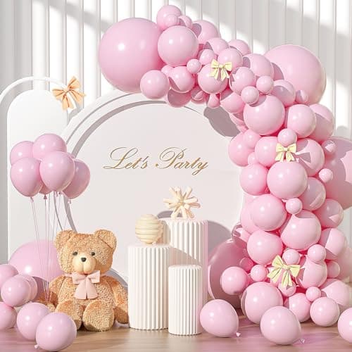 135pcs Pink Balloons Different Sizes 18" 12" 10" 5" Latex Pastel Light Pink Balloon Garland Arch Kit for Birthday Baby Shower Wedding Anniversary Graduation Party Decorations (07-Pastel Pink) - Image 1