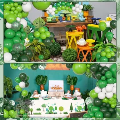 Amandir 153pcs Green Balloons Arch Garland Kit, Different Sizes 18 12 10 5inch Dark Emerald Light Lime Green Latex Confetti Balloon for Safari Jungle Baby Shower Birthday Graduation Party Decorations - Image 4