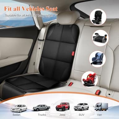 Car Seat Protector, Carseat Seat Protectors with Thick Padding and Upgraded Non-Slip Backing, Waterproof Seat Protector Under Baby Car Seat, 600D Fabric Car Seat Covers with Storage Pockets for Baby - Image 6