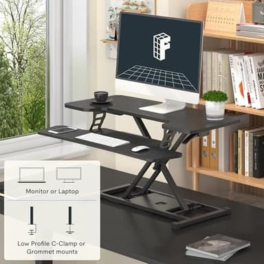 FLEXISPOT 36-inch Standing Desk Converter Height Adjustable Sit to Stand Up Workstation, Dual Monitor and Laptop Riser with Wide Keyboard Tray, Black - Image 5