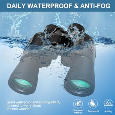 Upcheirna 20x50 High Power Binoculars with Focus Adjustment &Lens Protection for Long-Distance Viewing, Low Light Night Vision, Lightweight & Portable HD for Adults, Bird Watching,Hunting (Black) - Image 7