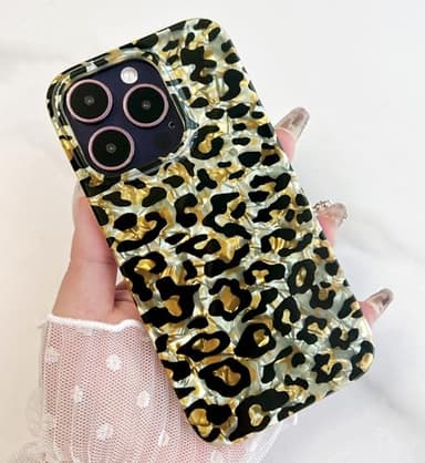 Qokey for iPhone 14 Pro Case, Classtic Glitter Sparkly Leopard Design,Cute Luxury Translucent Clear Soft Slim Shell TPU Protective Phone Cover for Women Girls,Gold Cheetah - Image 7