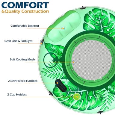 Jasonwell Inflatable River Tube Float - Heavy Duty River Float Pool Floats Lake Premium Water Tubes for Floating Recreational River Raft Lounge Floaties with 2 Cup Holders for Adult - Image 6