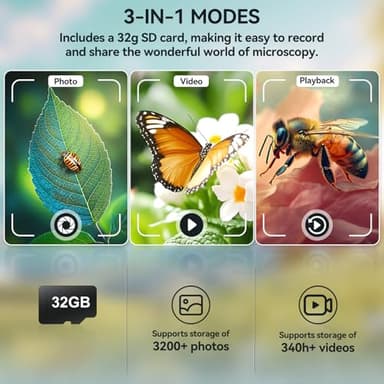 1000X Portable Microscope for Kids with 3.5-inch-Screen: 3-in-1 Digital Handheld Microscope for Kids Home School Biology Science Education - Image 4