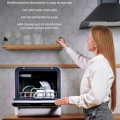 Dishwasher Tabletop dishwasher Portable Small fully automatic dishwasher with four wash modes plus drying and sterilizing modes Can be connected to the tap and filled manually - Image 4
