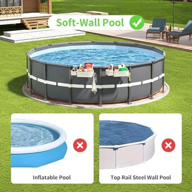 AquaJoyer 2 Sets of Poolside Storage Baskets with Cup Holders - Perfect for 3-Inch or Smaller Top Rails - Above Ground Pool Accessories - Fit for Most Above Ground Pool（Beige） - Image 2