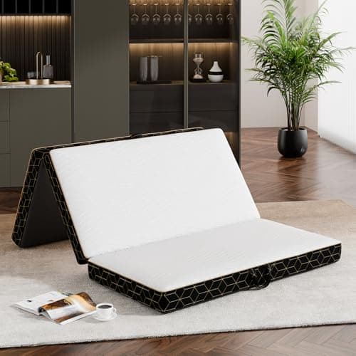 GEMBED Tri-Fold Memory Foam Mattress Twin - 4 Inch Portable Folding Mattress with Handle & Washable Cover, Floor Bed with Non-Slip Base, Space-Saving for Room, Travel, Guest Bed, Yoga, RV, 75"x38"x4" - Image 1