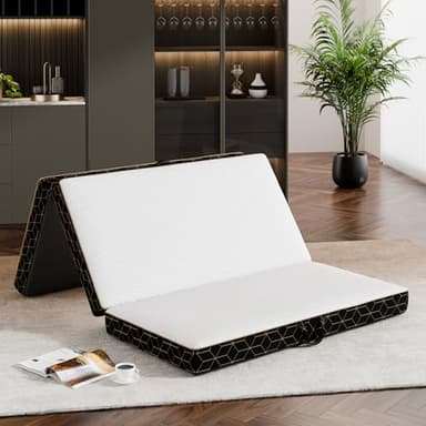 GEMBED Tri-Fold Memory Foam Mattress Twin - 4 Inch Portable Folding Mattress with Handle & Washable Cover, Floor Bed with Non-Slip Base, Space-Saving for Room, Travel, Guest Bed, Yoga, RV, 75"x38"x4" - Image 1