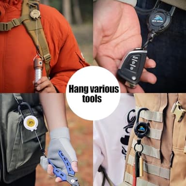 Yojaro Retractable Keychain Heavy Duty 2Pack, Multitool Carabiner Badge Holder, Retractable Keychain Clip Id Holder, Upgraded 58cm Stainless Steel Cord Yellow - Image 6
