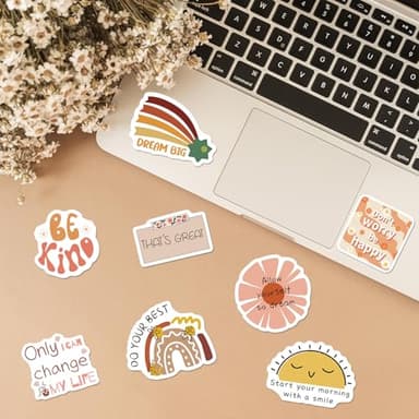WAKEMOODEI 200 Vintage Inspirational Stickers, Boho Motivational Aesthetic Stickers for Water Bottles Laptops Journals Vinyl Positive Affirmation Boho Stickers for Adult Teen Kid - Image 7