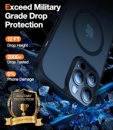 TORRAS Magnetic Guardian Designed for iPhone 14 Pro Max Case, [Military Grade Drop Tested] [Compatible with MagSafe] Slim Frosted Case for iPhone 14 Pro Max Phone Case (6.7") Blue - Image 4
