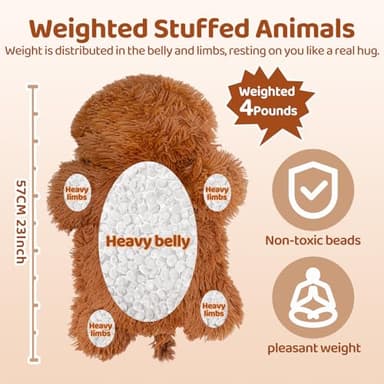 Mewaii 4 Lbs Weighted Stuffed Animals - Heavy Belly & Limbs, 23" Highland Cow Plush for a Realistic Hug, Super Soft Fluffy Plush Toy for Kids and Adults - Image 4