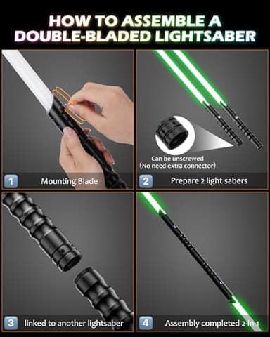 2 in 1 Dueling Lightsaber Double Light Saber,Lightsabers for Adults Christmas Birthday Gifts, 2Packs Fx Saber with 12 Colors Light Sabers for Kids Toys Teens Halloween Cosplay Children's Day Party - Image 3