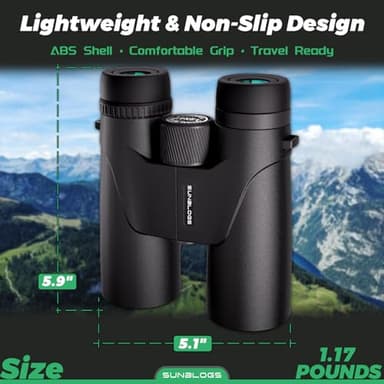 12x42 HD Binoculars for Adults High Powered - Waterproof BAK4 Prism Binoculars for Bird Watching, Hunting, Travel, Hiking & Opera - Super Bright Lightweight Binocular (Black) - Image 3