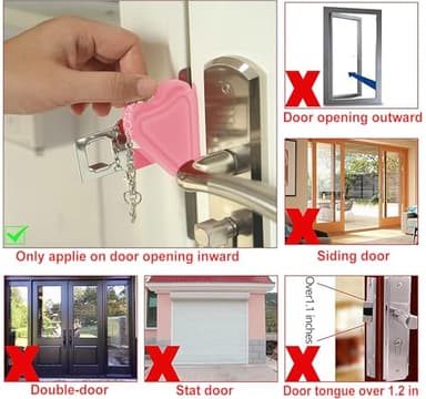 MBBEST Hotel Door Lock & Door Stop Alarm,Dual Protection Security Devices Pocket Door Stopper Self Defensey Tools for Hotel Travel Home Apartment House, Pink/Pink - Image 6