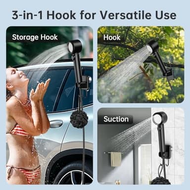 IGRL Portable Shower - 8000mAh Rechargeable Camping Shower Pump with Bath Sponge, 4 Spray Modes, IPX8 Waterproof, Ideal for Outdoor Camping, Travel, Car Washing, Pet Bathing, and Watering Plants - Image 7