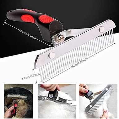 Undercoat Rake for Dogs, Long Tooth Dog Grooming Rake + Deshedding Brush Comb, Dematting Tool Set Pet Beauty Brushes for Grooming Middle Large Dog Longhair Cat Horse, German Shepherd Comb Husky Brush - Image 3