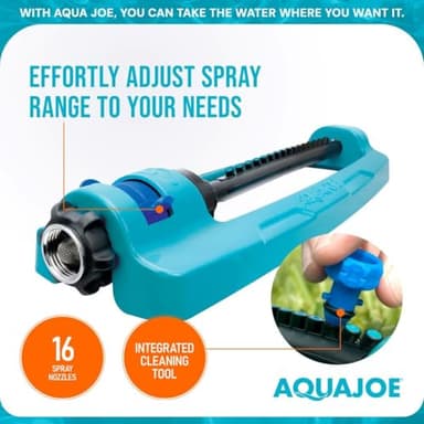 Aqua Joe SJI-OMS16 Indestructible Oscillating Sprinkler with Adjustable Spray and Metal Base, 3600 Sq. Ft. Coverage Max, 70-Foot Spray Distance Max, and 37.8-Foot Spray Width Max - Image 8
