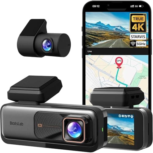 BOTSLAB 4K Dash Cam Front and Rear, 170° Ultra Wide Dashcam with ADAS, Night Vision, 24/7 Parking Mode, Sony IMX415 Sensor, WDR, Free 64GB SD Card, 5G/2.4G WiFi, Built-in GPS, Loop Recording - Image 1