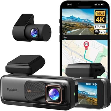 BOTSLAB 4K Dash Cam Front and Rear, 170° Ultra Wide Dashcam with ADAS, Night Vision, 24/7 Parking Mode, Sony IMX415 Sensor, WDR, Free 64GB SD Card, 5G/2.4G WiFi, Built-in GPS, Loop Recording - Image 1