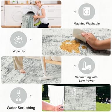 8x10 Area Rugs for Living Room - Washable Rug Modern Abstract Soft Large Neutral Non-Slip Carpet Indoor Floor Stain Resistant Thin Carpets for Bedroom Dining Room Farmhouse Nursery Home Office Grey - Image 5