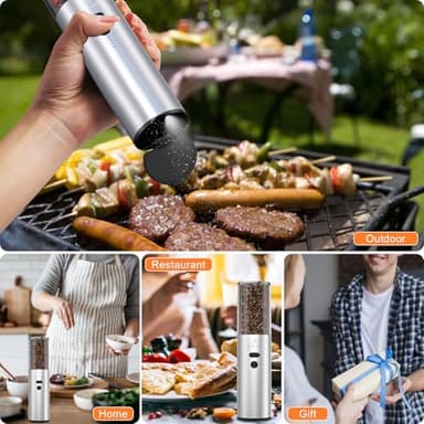 COKUNST Newly Upgraded Electric Salt or Pepper Grinder, USB Rechargeable Grinder with 6.26Oz Lagre Capactiy Visual Silo & Suction Dust Cover, Automatic Mill Pepper Shaker - Image 7