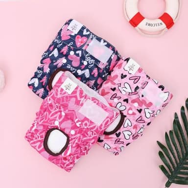 CuteBone Dog Diapers Female Washable Small Medium Large 3 Pack Reusable Doggie Diapers Puppy Period Pants for Doggy Heat Cycle Peeing D70S - Image 8