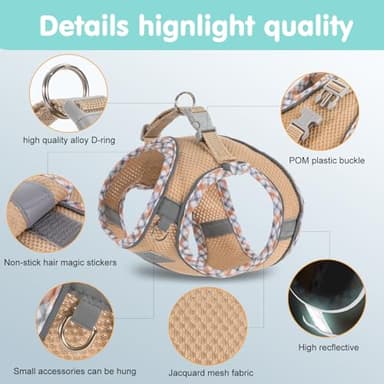 TomteNisse Dog Harness and Leash Set, No Pull Pet Harness for Small Dogs Easy Walking,Soft Breathable Small Dog Harness,Adjustable Reflective Step in Vest Harness for Puppy,Kitten, Cats - Image 3