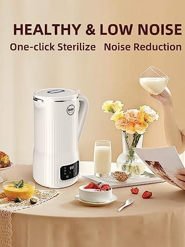 BUAIAHUG 20oz Nut Milk Maker Machine - Multi-Functional Automatic Almond with 10 Blades, Plant-Based, Oat, Soy, and Dairy Free Beverages 12 Hours Timer/Auto-clean/Room Temp/Keep Warm/Boil, White - Image 8
