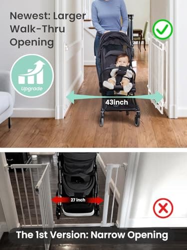 Mom's Choice GROWNSY Baby Gate No Bottom Bar, Adjustable Width 26” to 36” for Child and Pet, Dog Gate with Auto-Close & One-Hand Operation, Screw-in Installation for Doorways and Indoor Use - Image 3