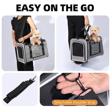 PAPZER Top Loading Medium Cat Carrier with Privacy Curtain, Delta Approved TSA Pet Travel Crate Suitcase Luggage Sleeve, Soft-Sided Dog Kennel Bag 18x11x11 United Airline Approved Under Seat Grey - Image 8