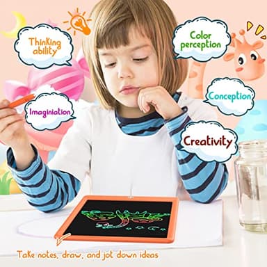 BUKEBU LCD Writing Tablet Doodle Board, Colorful Drawing Pad, Electronic Drawing Tablet, Drawing Pads,Travel Gifts for Kids Ages 3 4 5 6 7 8 Year Old Girls Boys (10.5 inch, Orange) - Image 4