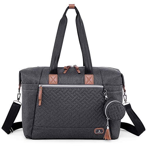 Dikaslon Diaper Bag Tote with Pacifier Case and Changing Pad, Large Travel Diaper Tote for Mom and Dad, Multifunction Baby Bag for Boys and Girls, Dark Grey - Image 1