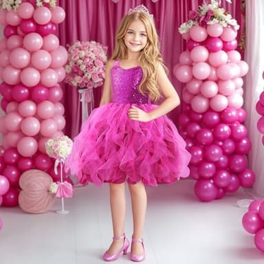 Suppromo Hot Pink Tutu Dress for Girls Princess Party Dress for Baby Sparkly Tulle Sequin Fairy Dresses for Kids Sneaker Ball Gown Prom Dance Graduation Birthday Graduation Halloween Outfit 11-12T - Image 6