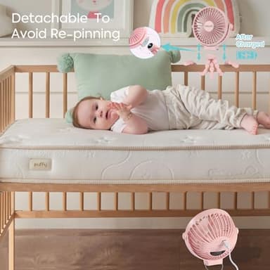 Portable Stroller Fan Personal rechargeable USB Fans With 5200mAh 3 Speeds Battery Small Baby Car Seat Mini Handheld Clip On Fan for Pram Crib Bike Treadmill Outdoor Camping Travel and Student Desk - Image 3