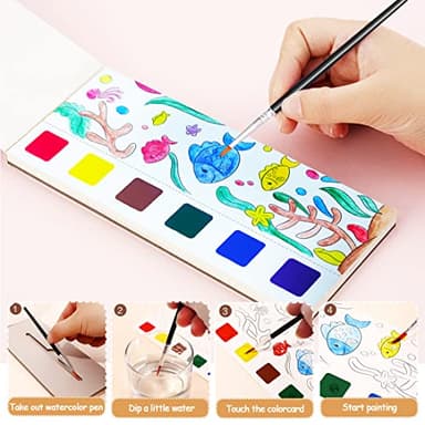 JUNQIU Watercolor Coloring Books for Kids Ages 4-8, Pocket Watercolor Painting Book for Toddlers, Arts and Crafts Kit Easter Basket Stuffers For Girls Boys - Image 3