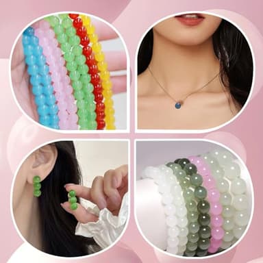 JULIMAIDONG 8mm Glass for Bracelets 1000pcs, 24 Colors Round Crystal Glass Bracelet Making Kit for Jewelry Making Kits Bead DIY Crafts with Spacer Charms Accessories (8mm, 24Color) - Image 5