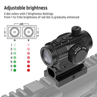 Feyachi RDS-36 1x22mm 5 MOA Red & Green Dot Sight Red & Green Dot Scope with 0.83” Riser Mount Absolute Co-Witness Height - Image 2